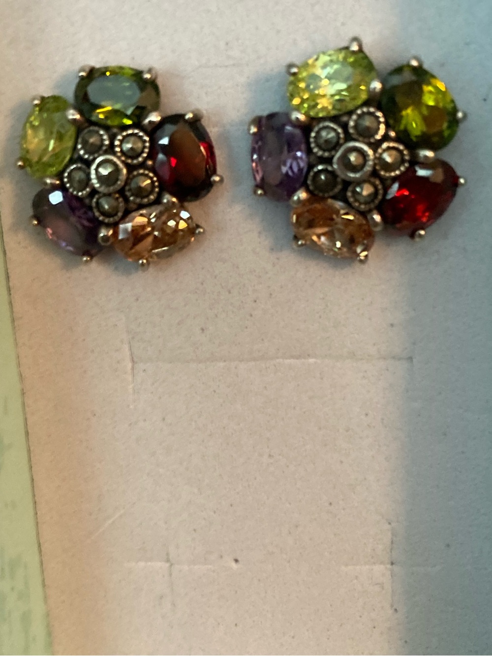 Earrings with 5 semi-precious stones in Sterling Silver